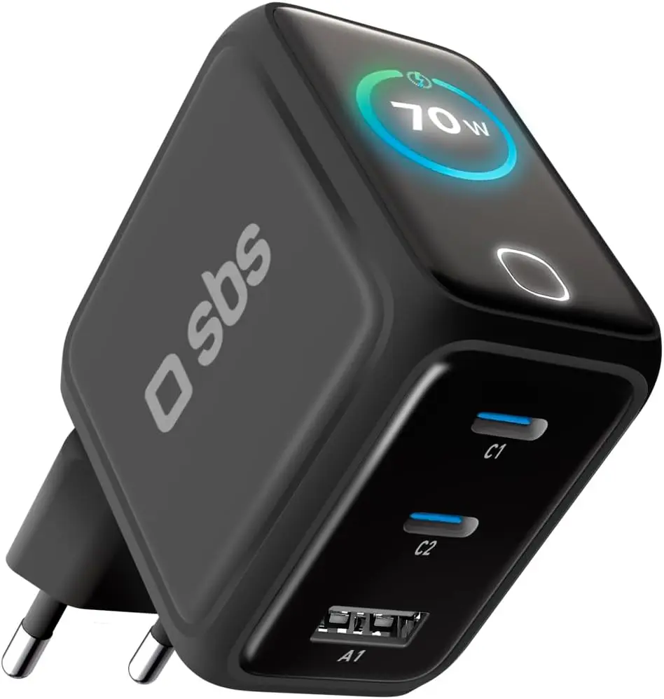 3-Port wegear 70W GaN III USB-C Charger Block w/ Smart Display & Touch
