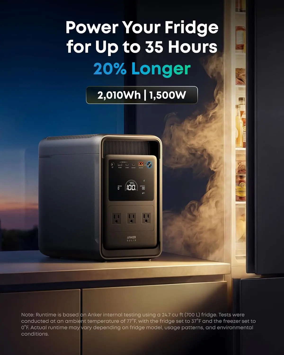 Anker SOLIX S2000 1500W 2010Wh LFP Portable Power Station with 200W Bifacial Solar Panel