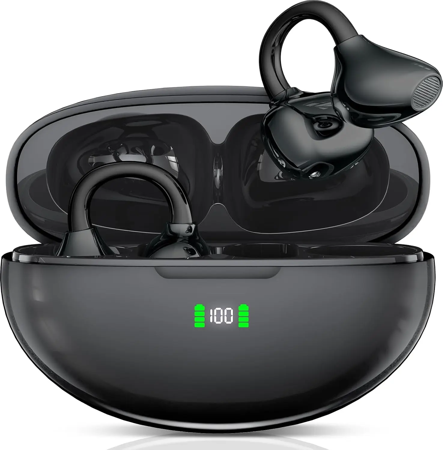 SUPERONE Open Ear Clip-On Bluetooth Earbuds w/ Air Cushion & LED Display