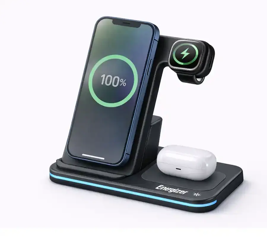 Energizer 3-in-1 up to 15W Foldable Qi Certified Wireless Fast Charging Station