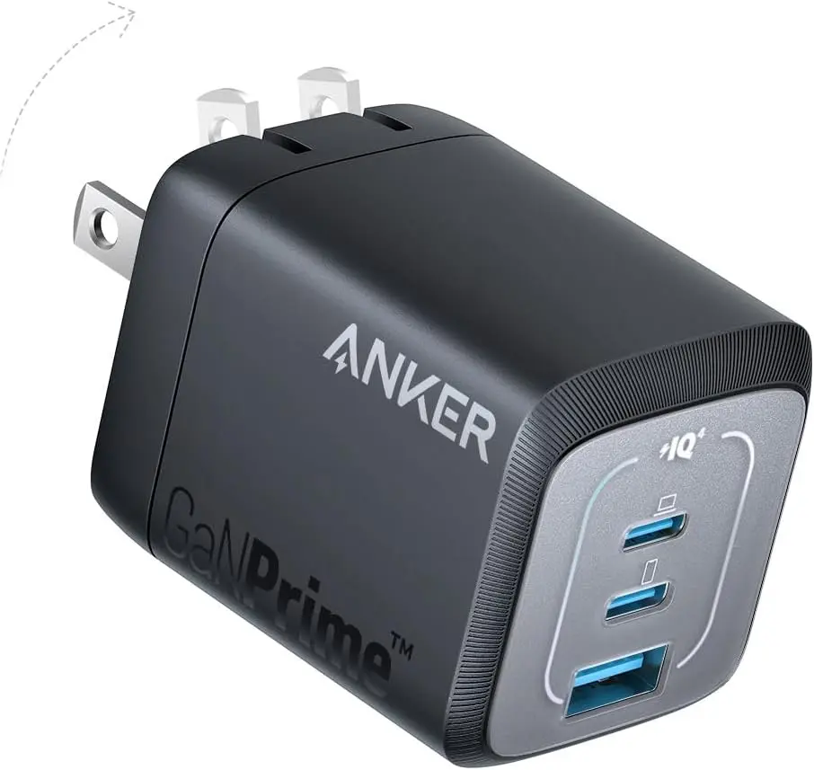 Anker Prime Up to 67W 3-Port (2x USB-C + 1x USB-A) GaN Compact Fast Wall Charger