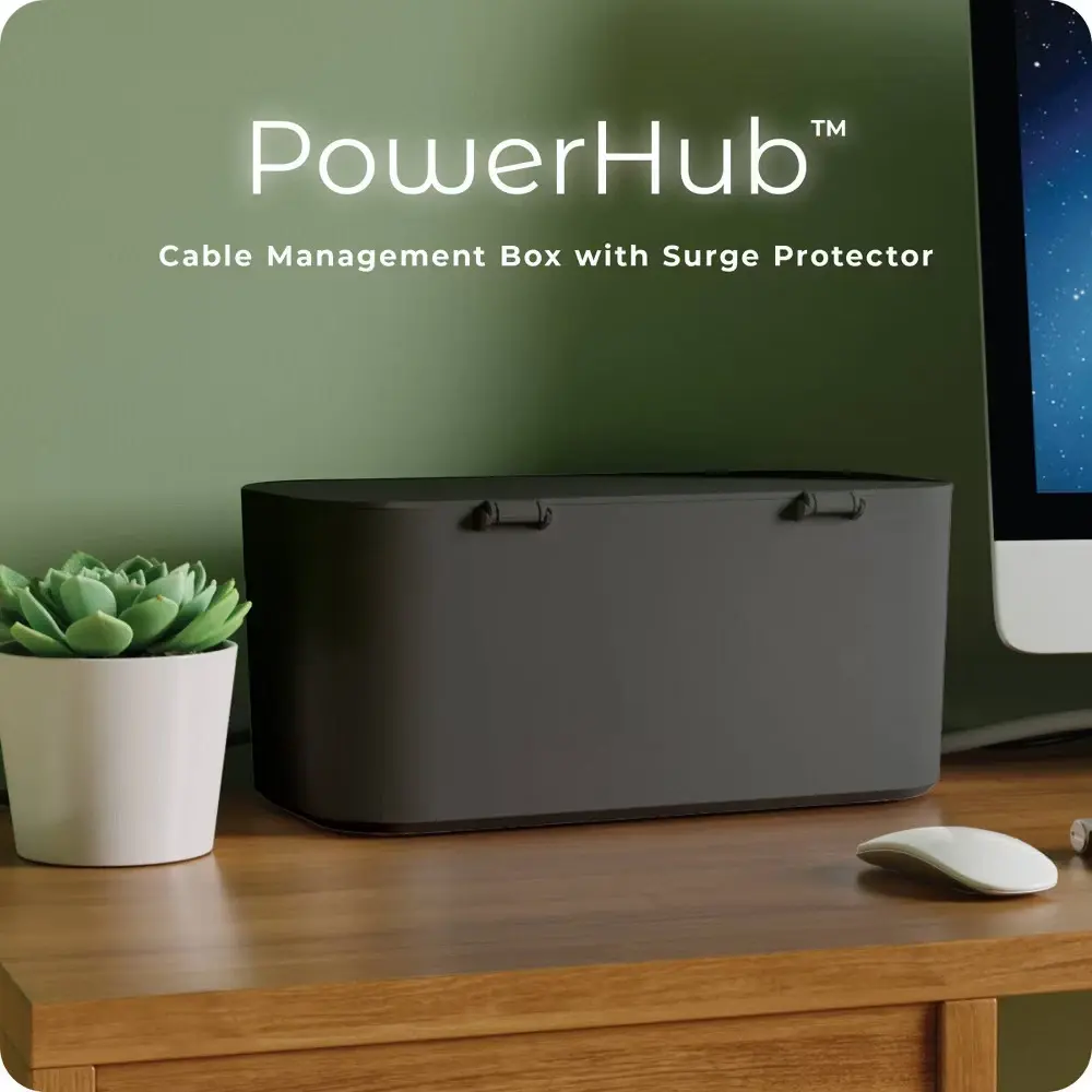 Globe PowerHub Electric Cord Management Box w/ Surge Protector Outlet