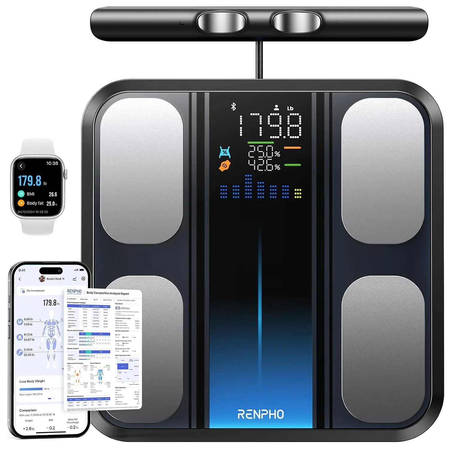 Wyze Bluetooth Smart Scale BodyScan w/ Handle 400-lbs Capacity