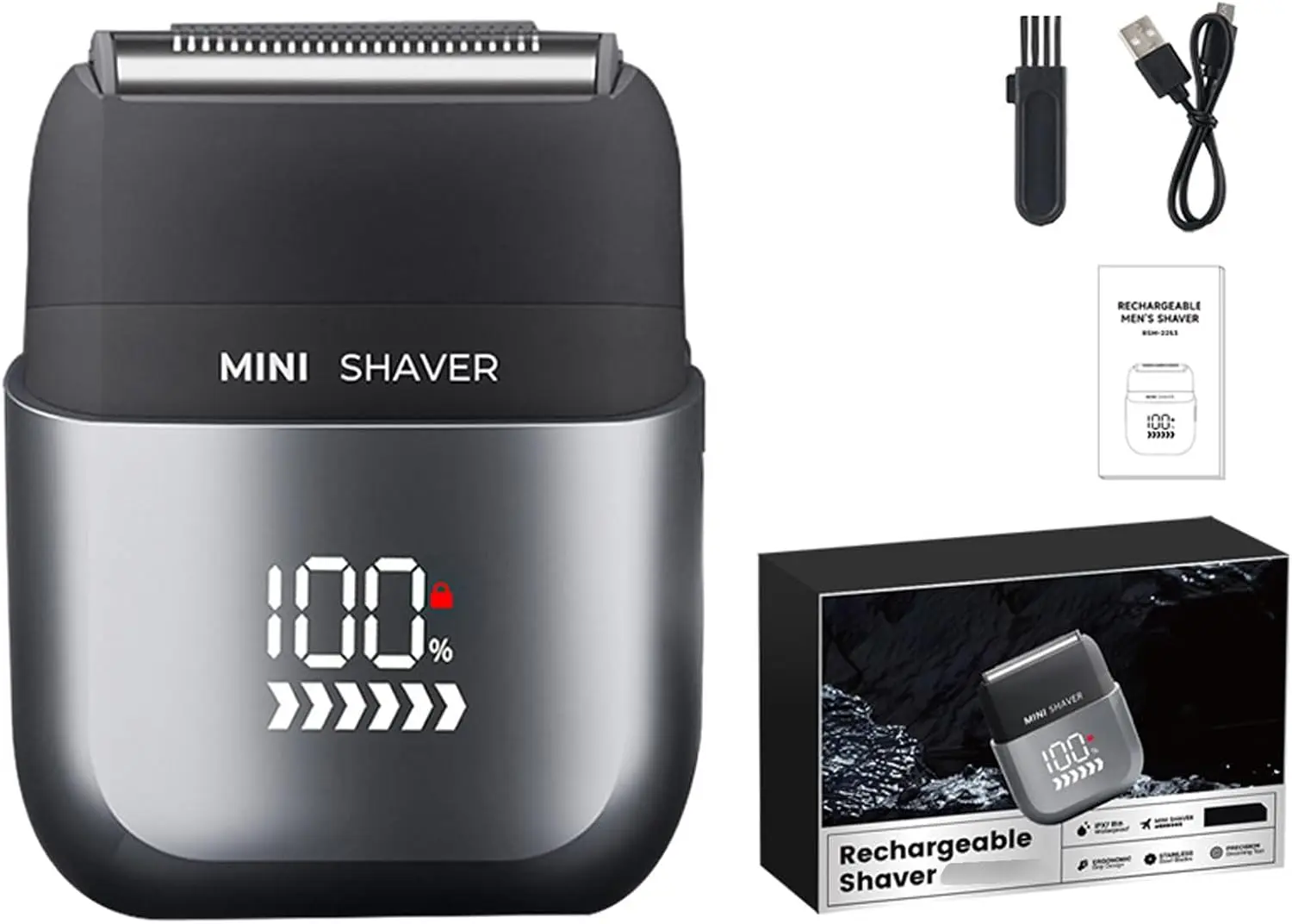 Mbzoey Men's IPX7 Waterproof Electric Foil Shaver w/ Magnetic Cover