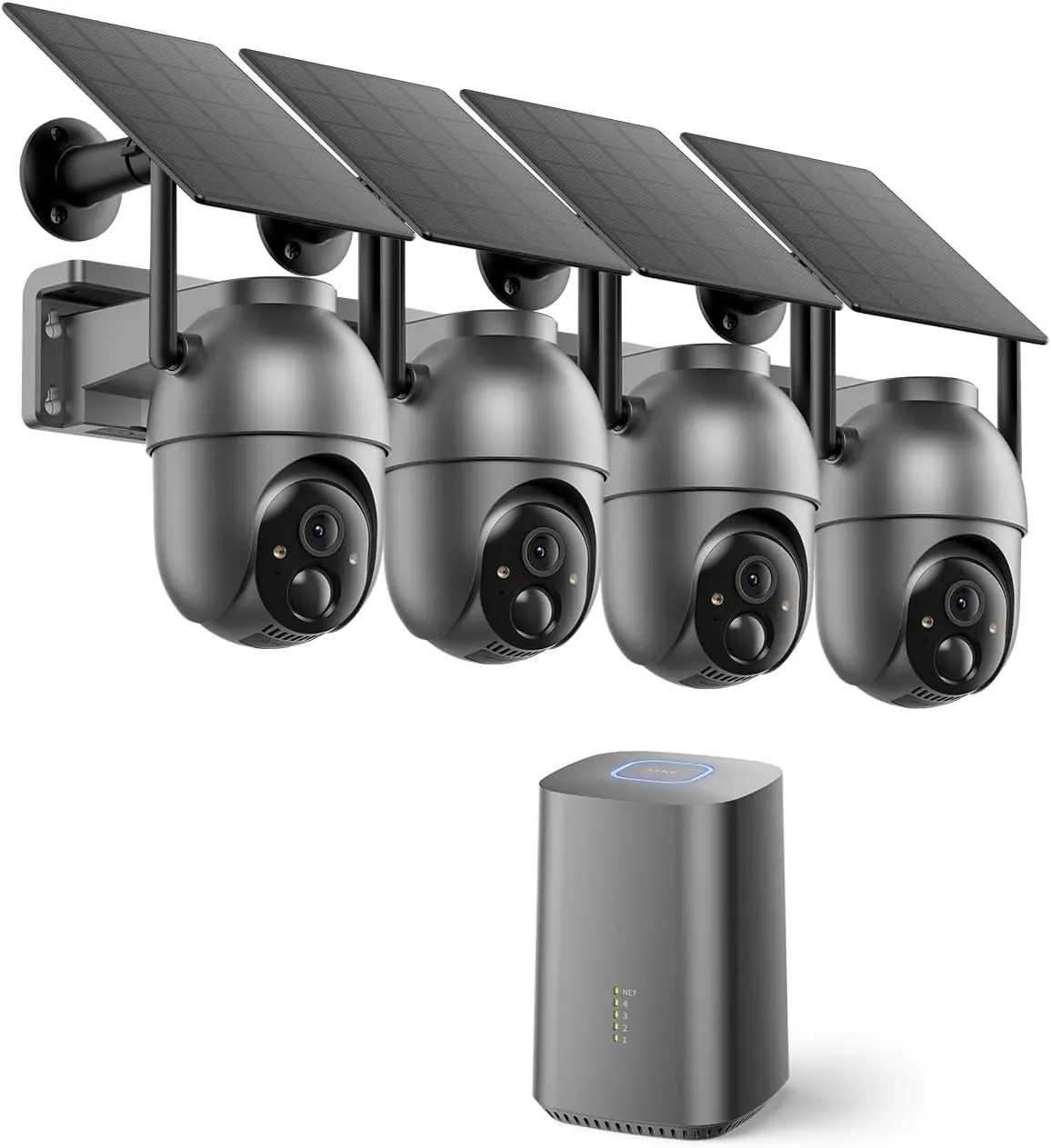 4-Pk SEHMUA 2K Solar Wireless 5GHz 360° Outdoor Security Camera w/ Night Vision