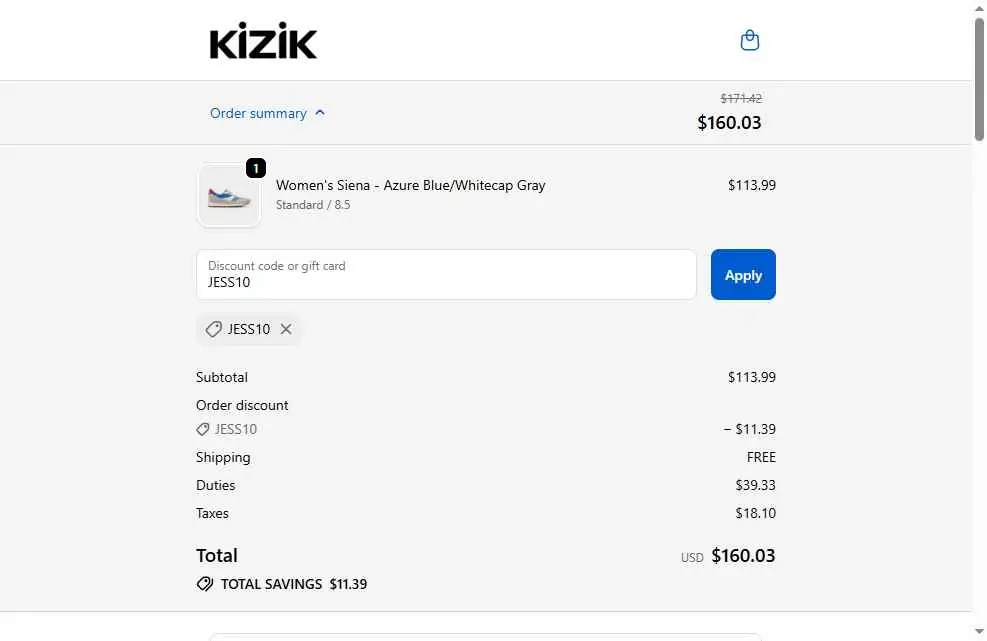 JESS10 coupon verification screenshot