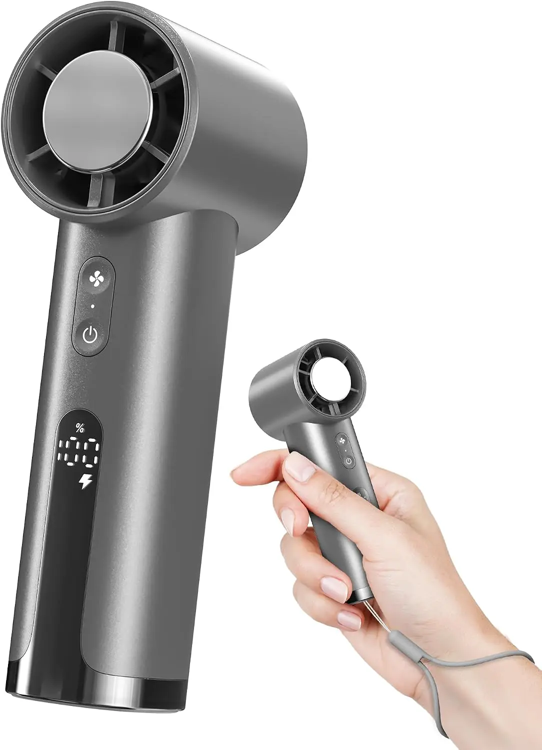 18000RPM NesveCit Rechargeable Handheld Portable Fan w/ 100 Speed Settings & Digital Display