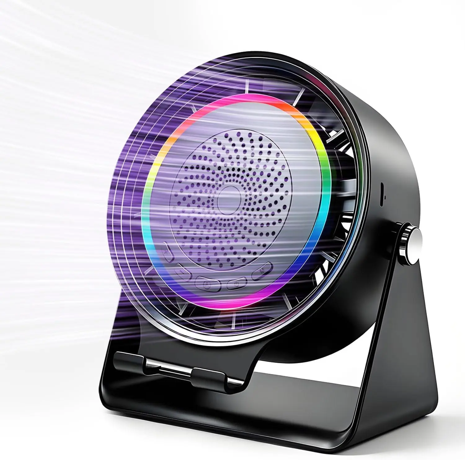 4-in-1 Anyyuk Wireless Bluetooth Speaker w/ Phone Stand, Desk Fan, RGB Lights & 5000mAh Battery
