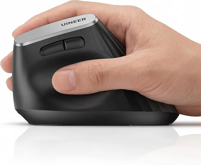 Uineer 3-Device Wireless Bluetooth Vertical Ergonomic Mouse w/ Side Scroll Wheel & 4-Level DPI