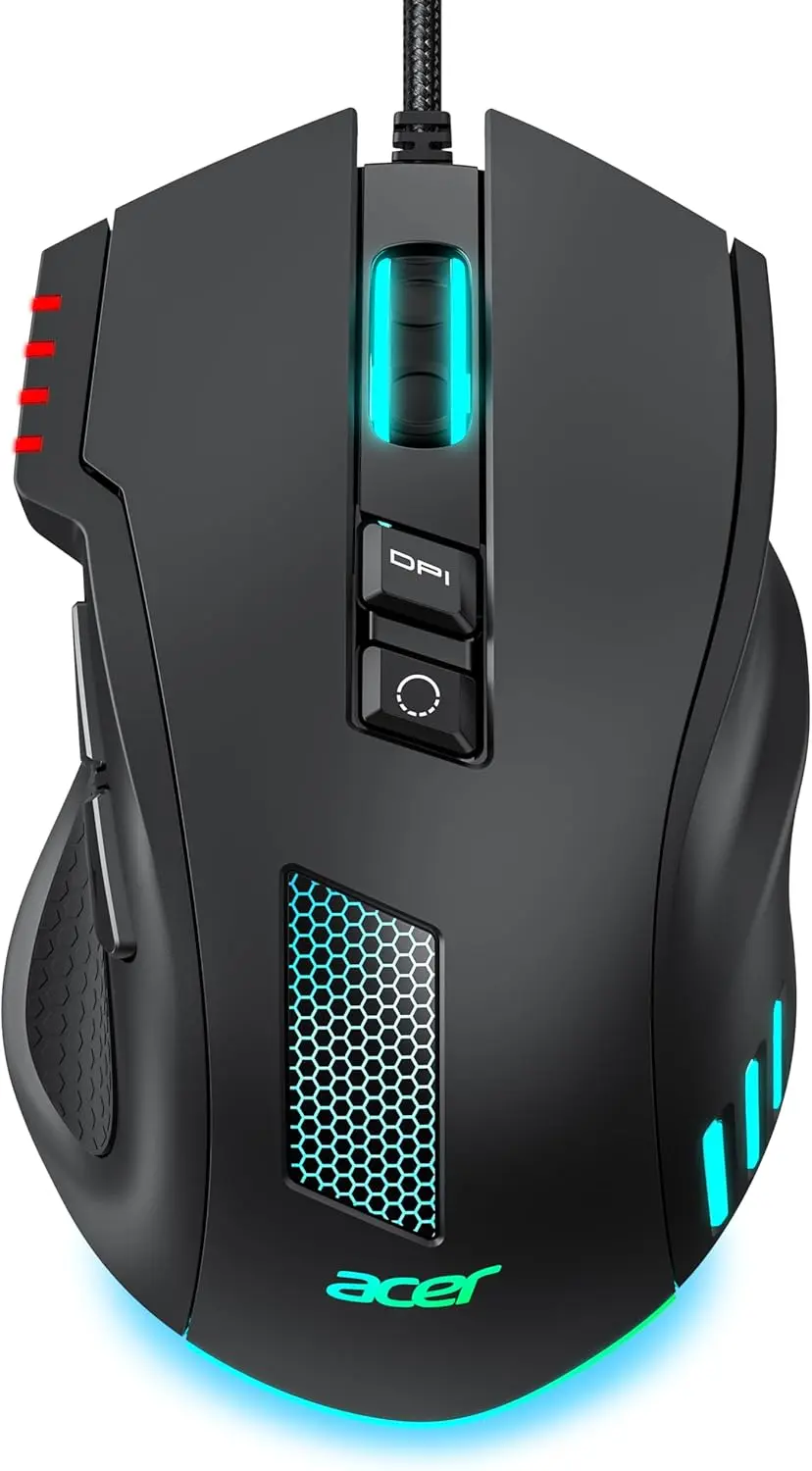 Acer Wired Gaming Mouse w/ 12,800 DPI, RGB, 8 Programmable Buttons & Optical Sensor