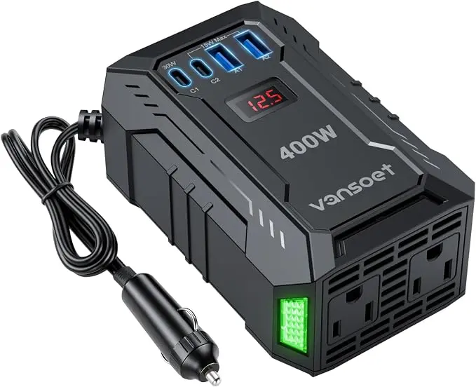vansoet 400W 12V Car DC to 110V AC Inverter w/ 4x USB, 2x AC