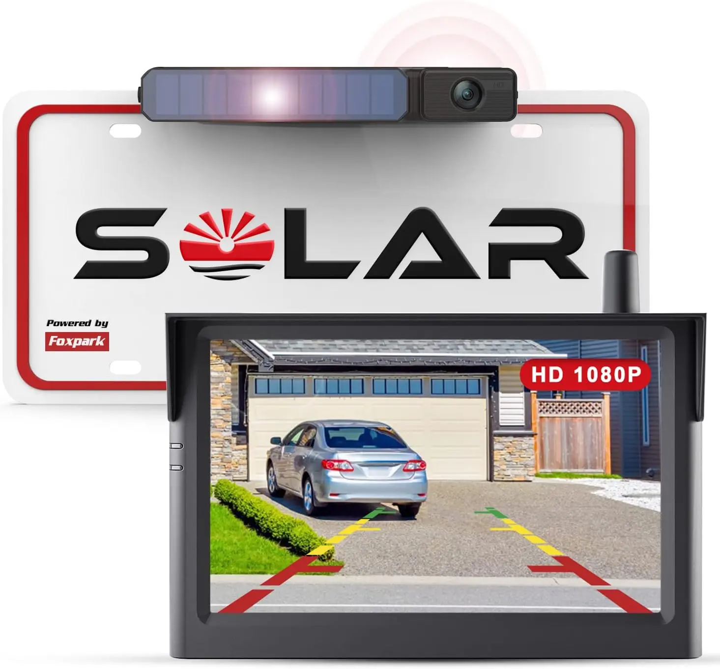 Foxpark Solar Wireless Backup Camera w/ 5" 1080p Monitor