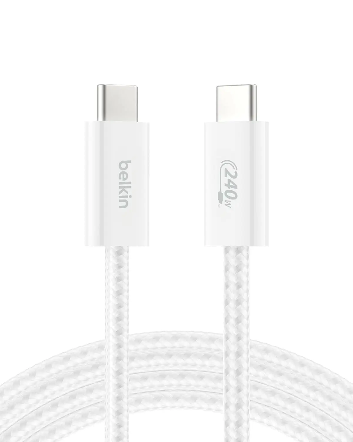 Belkin 6.6' 240W USB-C to USB-C Braided Cable (White)